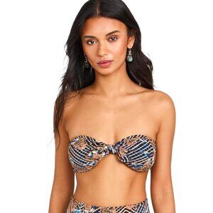 ULLA JOHNSON 'Palma' Printed Bandeau Bikini Swimsuit Top, Nocturne